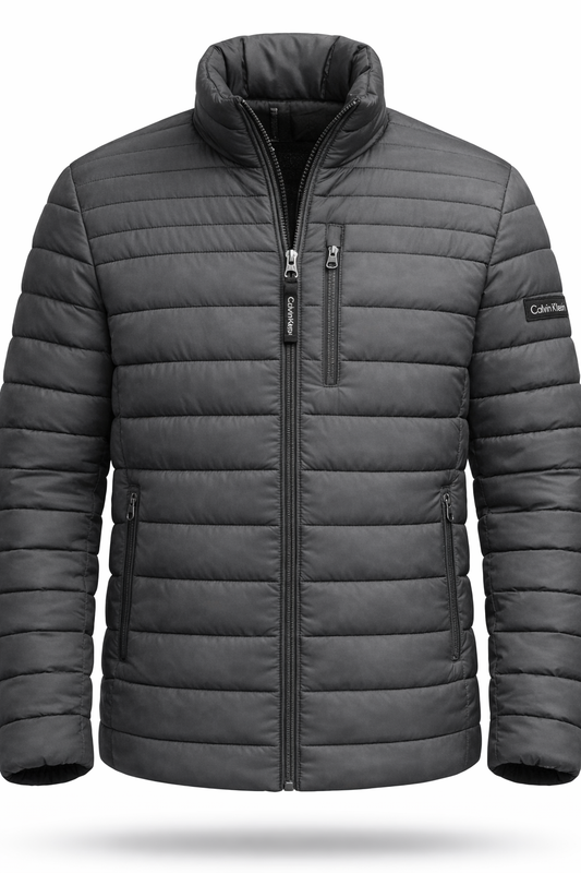Calvin Klein  Full Zip Down Puffer - Plomo