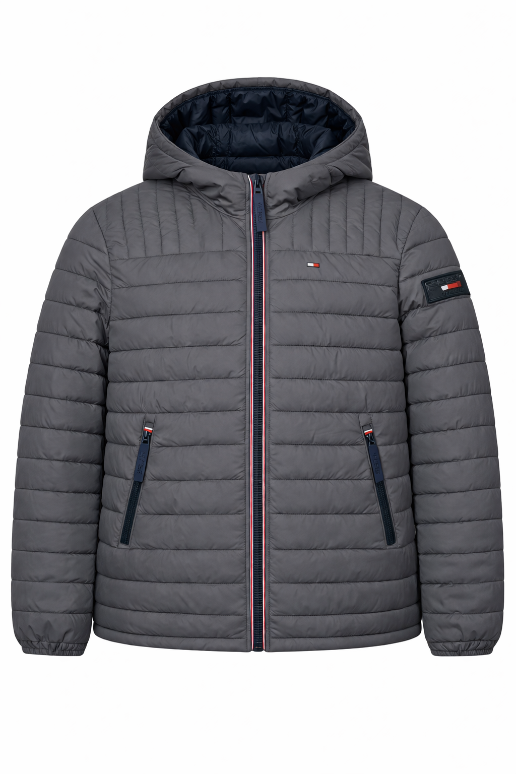 Tommy Hilfiger - Chaqueta ligera, plegable Ultra Loft con capucha - Plomo