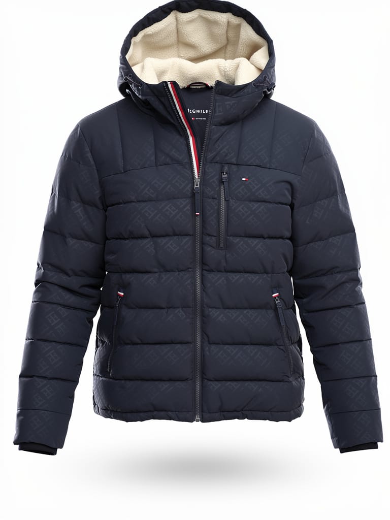 Tommy Hilfiger Water Resistant Puffer con estampado -Azul